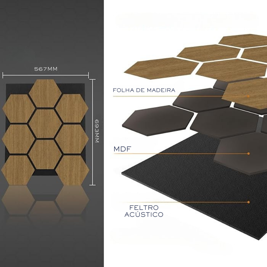 Painel Acústico Hexágono - DUMICOR 