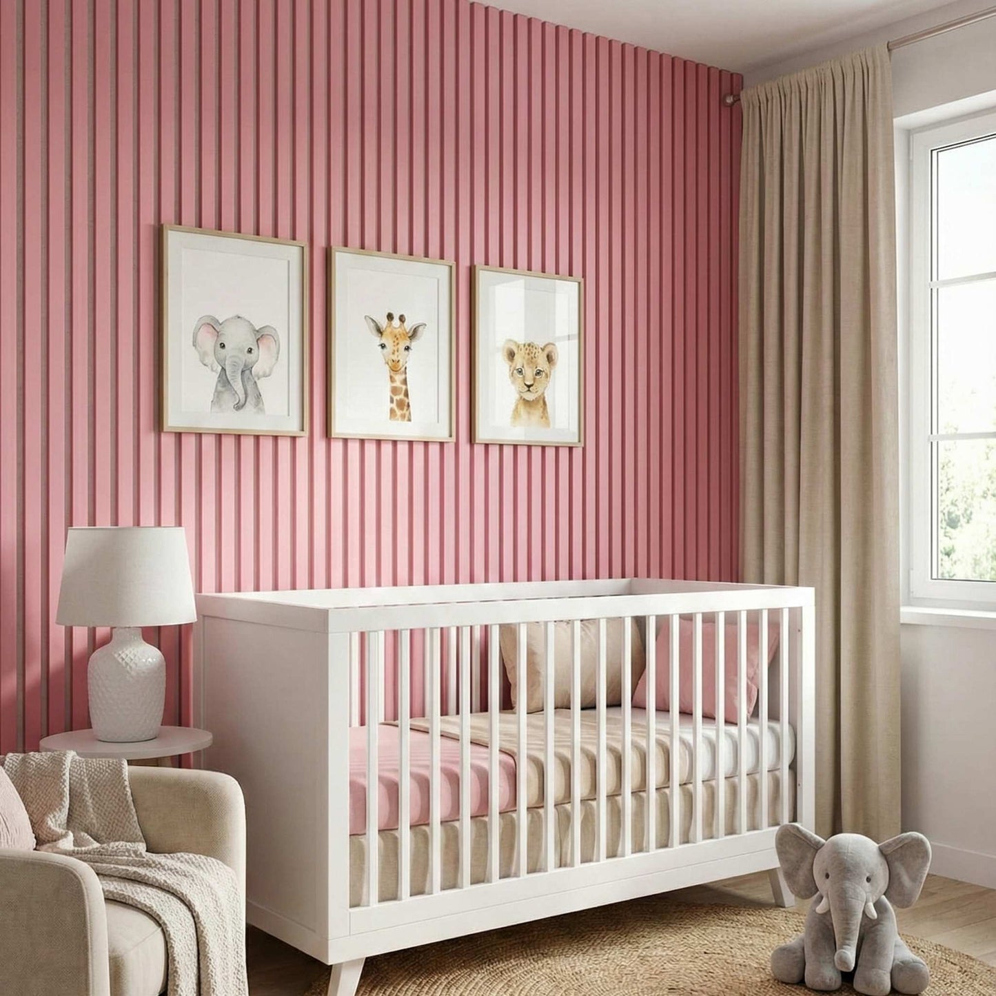 Painel Acústico Ripado Rosa