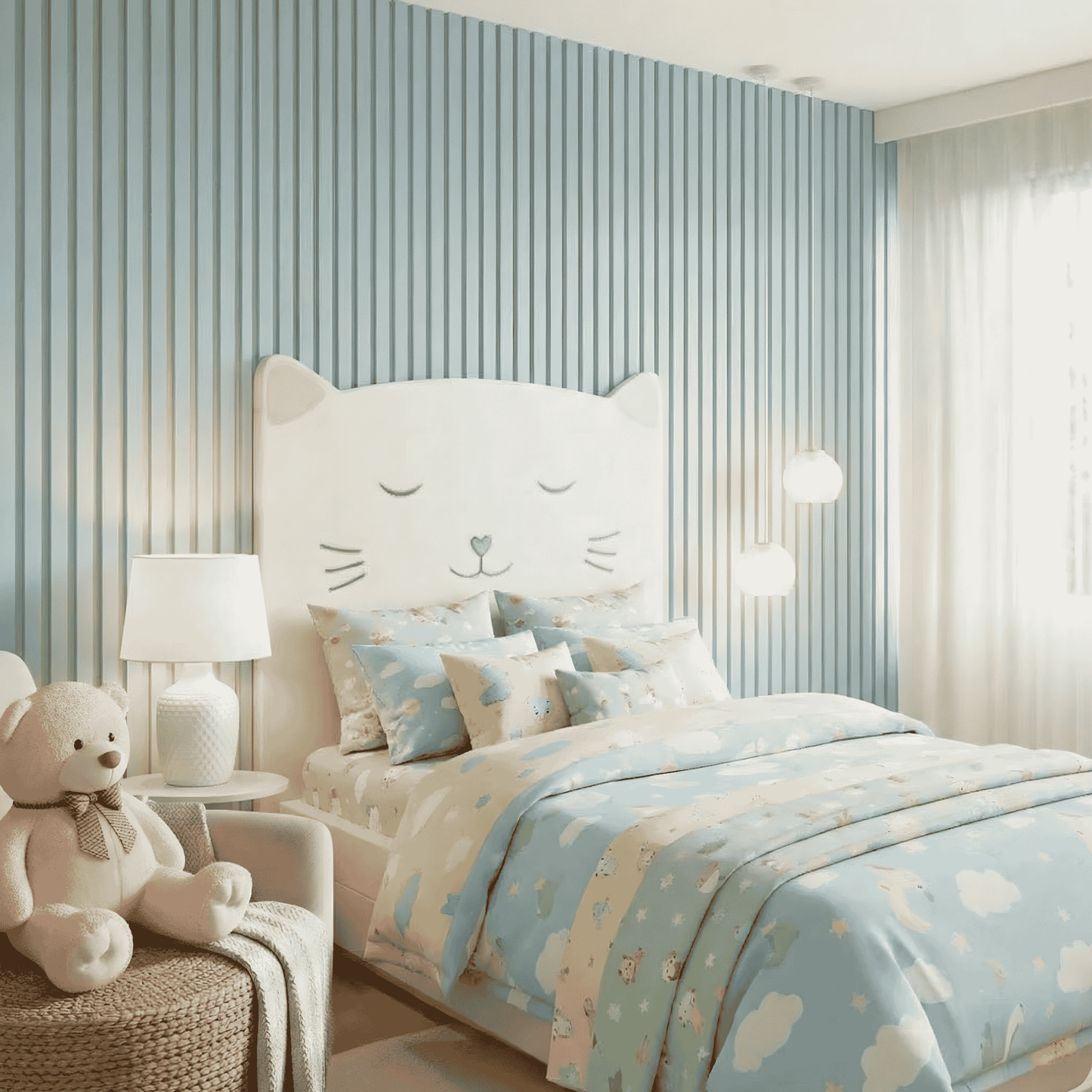 Painel Acústico Ripado Azul Claro