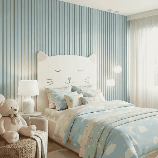 Painel Acústico Ripado Azul Claro